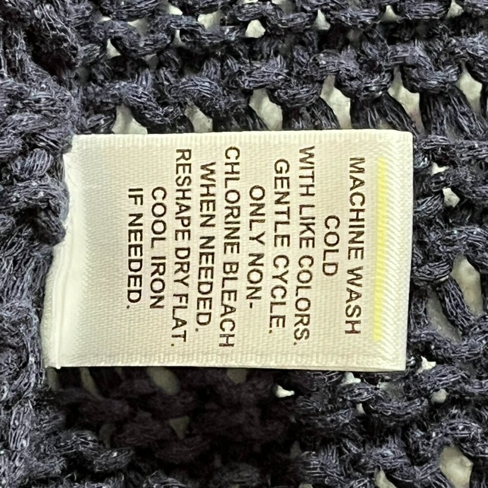 Cato Open Crochet Cardigan Duster sz M Sleeveless Navy Boho Hippie Festival - Picture 6 of 6